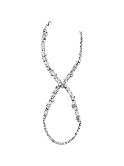 Patrizia Pepe Crystal-embellished Diamond Cut Necklace In Silver