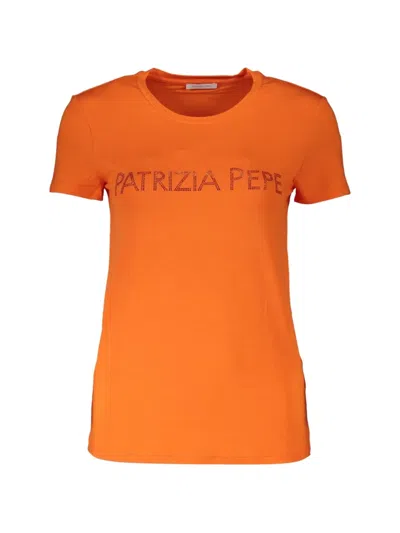 Patrizia Pepe Crystal-embellished T-shirt In Orange