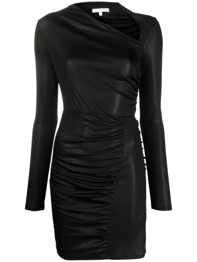 Patrizia Pepe Cut-out Detail Ruched Jersey Dress In Black