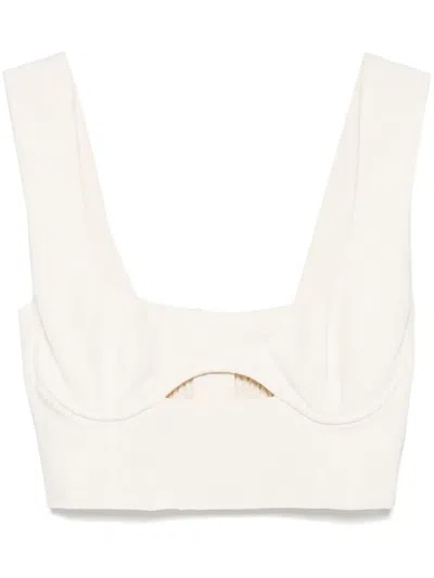 Patrizia Pepe Cut Out-detail Top In Beige