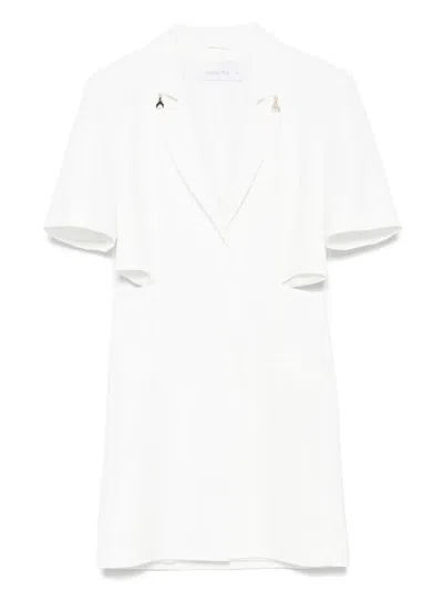 Patrizia Pepe Cut-out Detailed Mini Dres In White