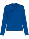 Patrizia Pepe Cut-out Draped Top In Blue