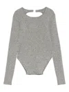 Patrizia Pepe Cut-out Knitted Bodysuit In Silver