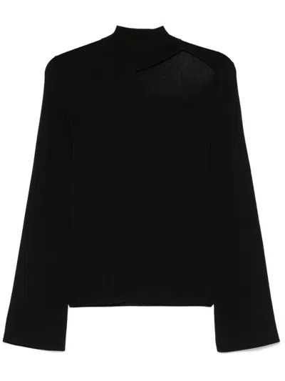 Patrizia Pepe Cut-out Knitted Top In Black