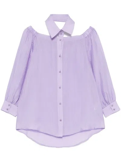 Patrizia Pepe Cut-out Shirt In Purple