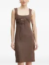 Patrizia Pepe Cut-out Smocked Mini Dress In Brown