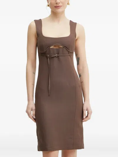 PATRIZIA PEPE CUT-OUT SMOCKED MINI DRESS