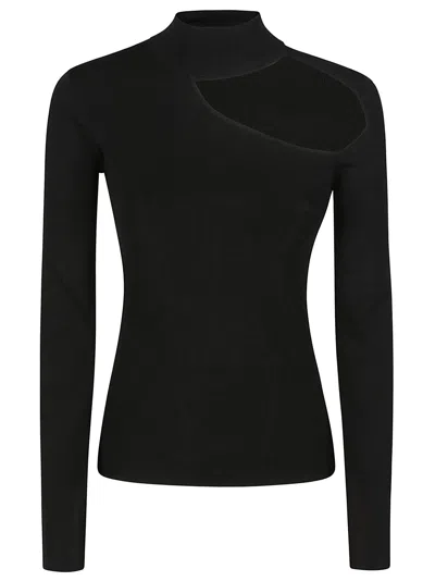 Patrizia Pepe Cut-out Sweater In Nero