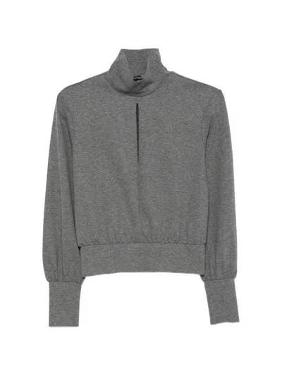 Patrizia Pepe Cut-out Roll-neck Sweatshirt In Gray