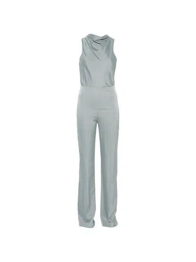 Patrizia Pepe Cut-out Satin Jumpsuit In Blue