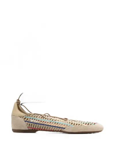 Patrizia Pepe Dancing Skin Raffia Ballet Flats In Multi