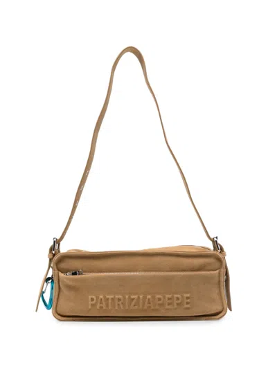 Patrizia Pepe Debossed-logo Cross Body Bag In Neutrals