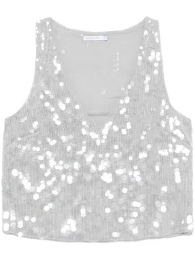 Patrizia Pepe Dégradé-effect Sequined Top In Grey