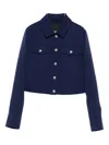 Patrizia Pepe Denim-effect Button Jacket In Blue