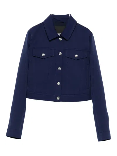Patrizia Pepe Denim-effect Button Jacket In Blue