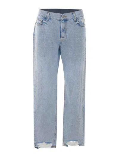 Patrizia Pepe Denim Glitter Jeans In Blue