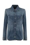 Shop Patrizia Pepe Denim Jeans Shirt In Blue Wash