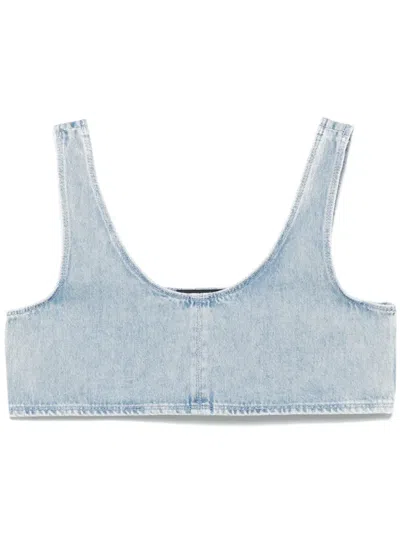 Patrizia Pepe Denim Top In Blue