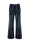 Patrizia Pepe Denim Trousers With Hanging Rhinestones In Blue