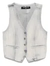 Patrizia Pepe Denim Waistcoat In Blue
