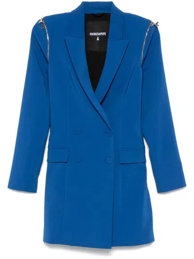 Patrizia Pepe Detachable-sleeves Mini Dress In Blue