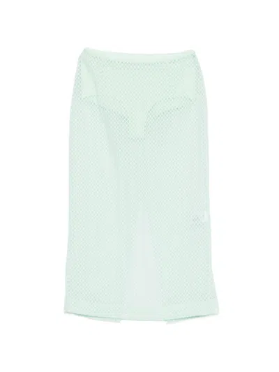 Patrizia Pepe Devoré Organza Midi Skirt In Green