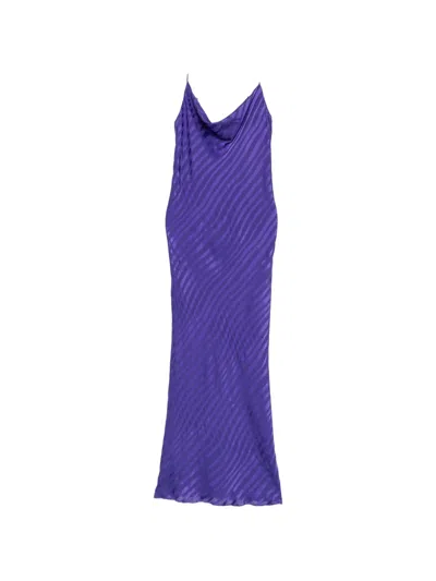 Patrizia Pepe Dévoré-stripe Slip Dress In Purple