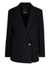Patrizia Pepe Oversized Double-breasted Blazer With Tailored Design And Logo Detail In Blue