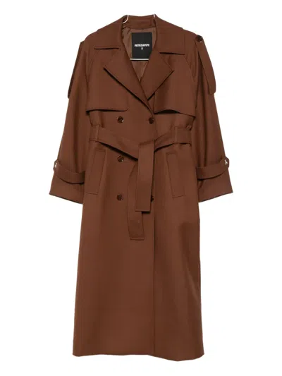 Patrizia Pepe Double-breasted Belted Trench Coat In Brown