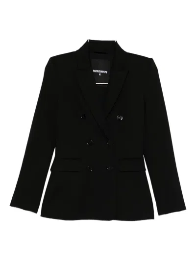 Patrizia Pepe Double-breasted Blazer In Black