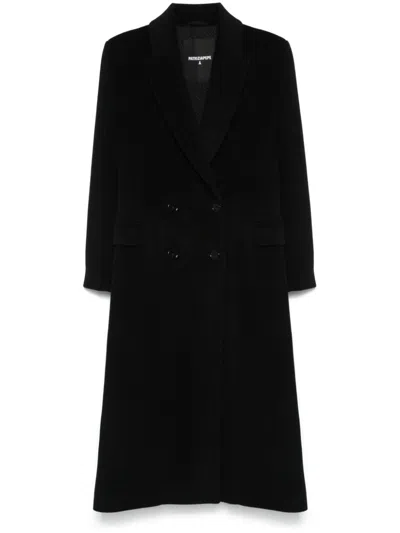 Patrizia Pepe Double-breasted Cloth Coat In Black