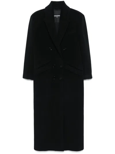 Patrizia Pepe Double-breasted Coat In Black