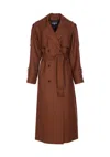 Patrizia Pepe Brown Wool Trench Coat In Brown
