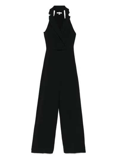 Patrizia Pepe Double-breasted Crepe Jumpsuit In Black