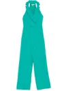 Patrizia Pepe Double-breasted Crepe Jumpsuit In Green
