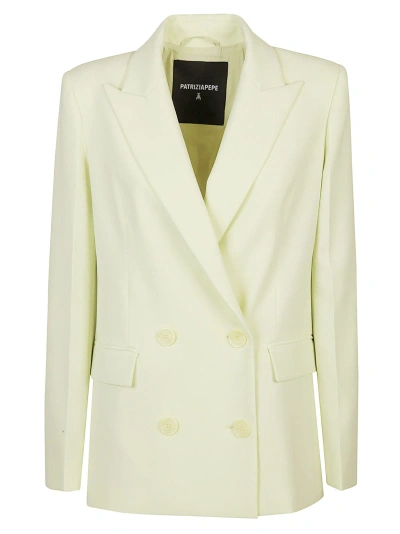 Patrizia Pepe Double Breasted Jacket In Citrine Green