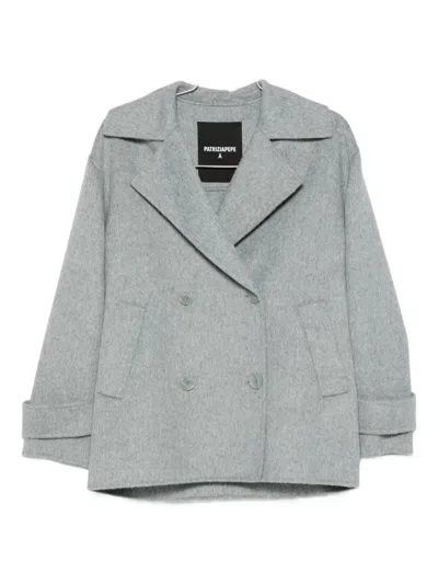 Patrizia Pepe Double-breasted Long-sleeve Jacket In Gray