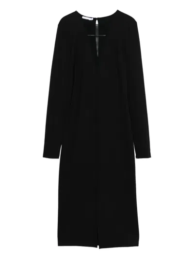 Patrizia Pepe Double-breasted Panelled Dress In Black