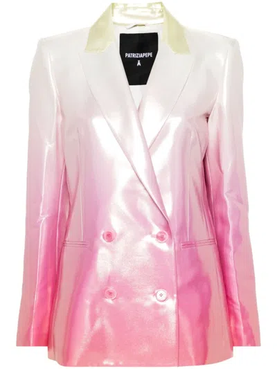 Patrizia Pepe Double-breasted Satin Blazer In Pink