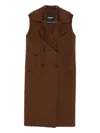Patrizia Pepe Double-breasted Sleeveless Coat In Brown