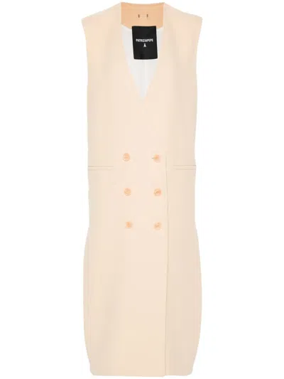 Patrizia Pepe Double-breasted Sleeveless Coat In Nude