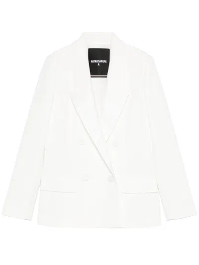 Patrizia Pepe Double-breasted Tailored Blazer In White