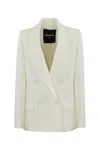 Patrizia Pepe Double-breasted Tuxedo Jacket In Bianco