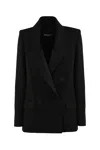 Patrizia Pepe Double-breasted Tuxedo Jacket In Nero