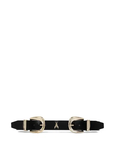 Patrizia Pepe Double-buckle Leather Belt In Black