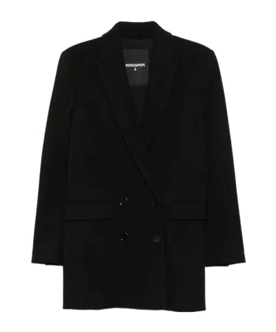 Patrizia Pepe Double-breasted Blazer With Peak Lapels In Black