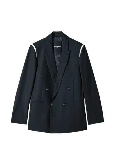 Patrizia Pepe Double-breasted Satin-trimmed Blazer In Black