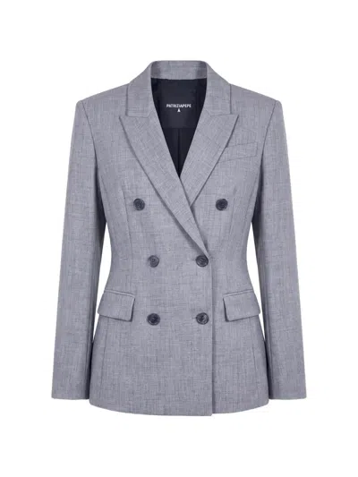 Patrizia Pepe Double-breasted Stretch-canvas Jacket In Gray