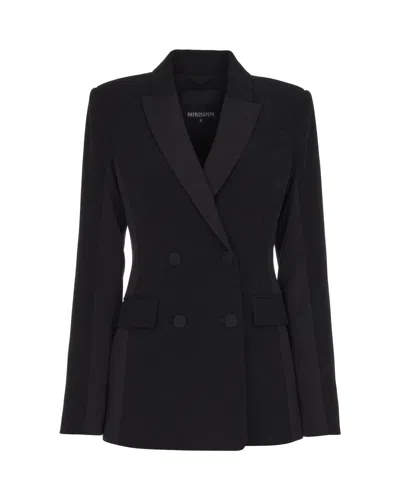 Patrizia Pepe Double-breasted Tailored Blazer Jacket In Black