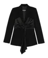 Patrizia Pepe Tailored Draped Blazer With Satin Waist Panel In Black